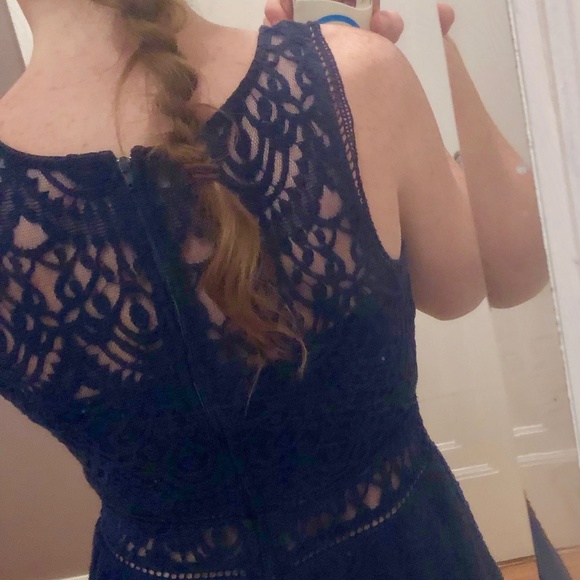 Navy Lace Detail Sleeveless Dress (9J) - Picture 2 of 3
